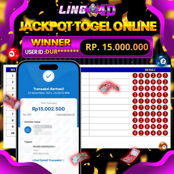 BUKTI JACKPOT TOGEL HONGKONG POOLS 23/11/2025