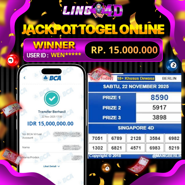 BUKTI JACKPOT TOGEL SINGAPORE POOLS 22/11/2025